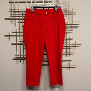 NWT Chino Capri-Length Cotton Blend Red Leggings - S/M